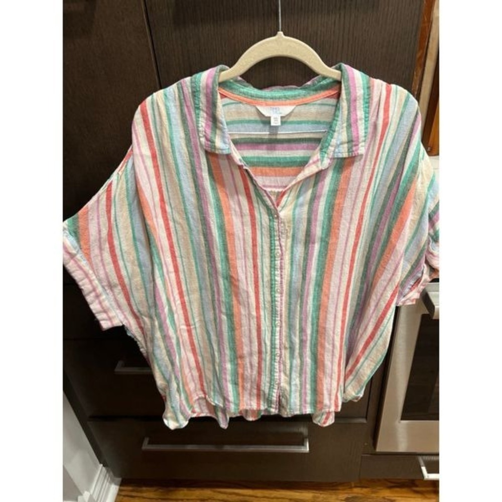 Time and tru cotton button‎ up shirt stripe size xxl